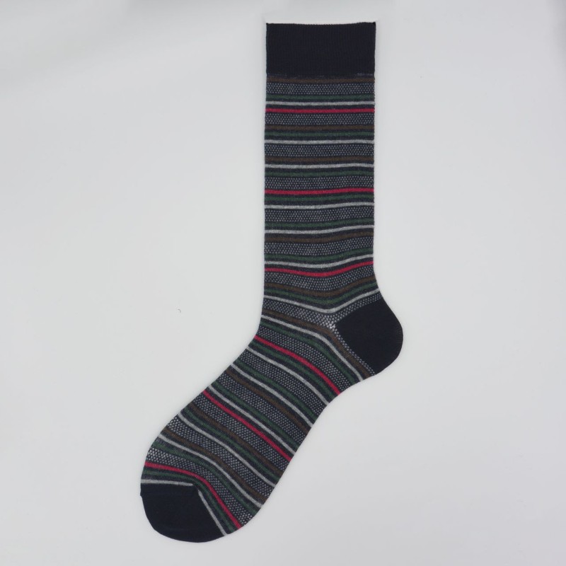 Calza corta in caldo cotone a righe multicolor John