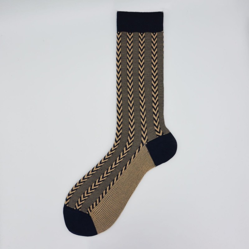 Calza corta in cotone e cashmere in fantasia verticale Roger