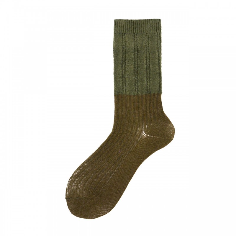 Calza corta a coste misto cashmere bicolor Jim